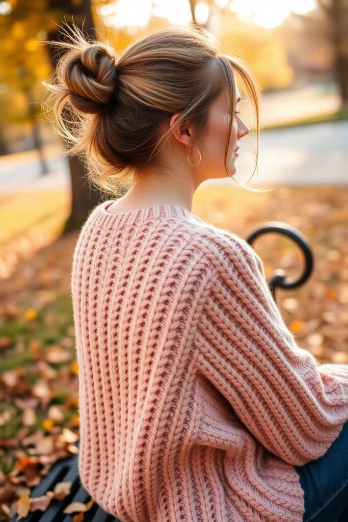 Loose Top Knot with Face-Framing Pieces