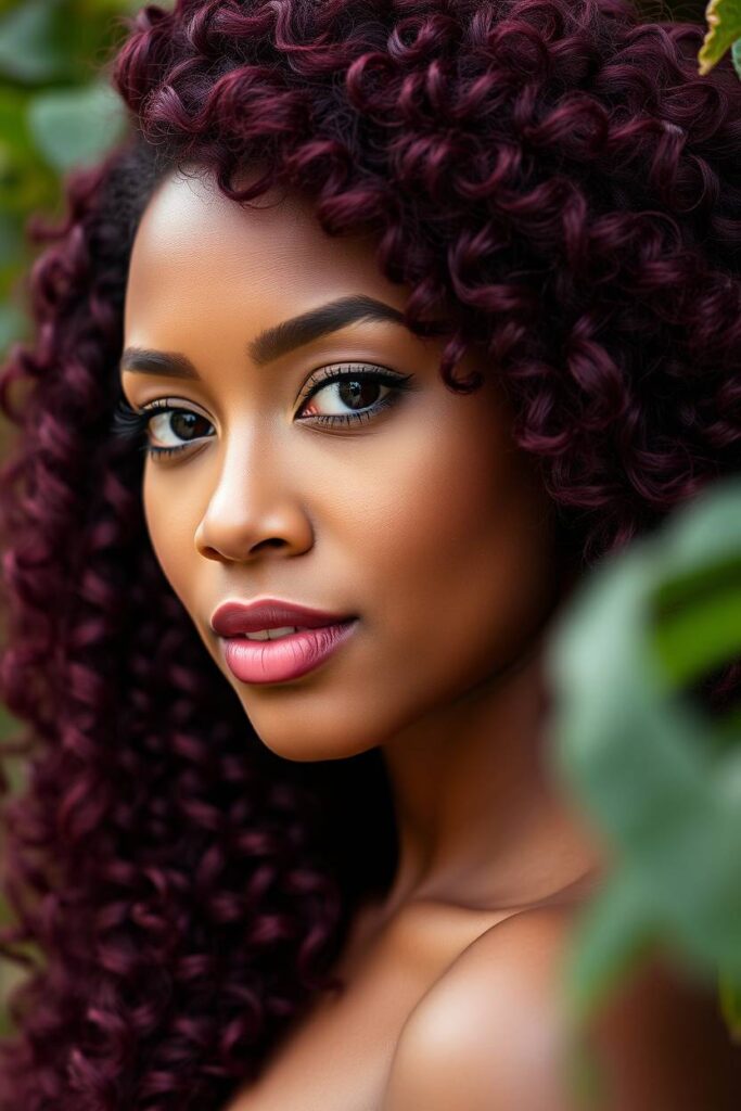 Plum Burgundy Curls