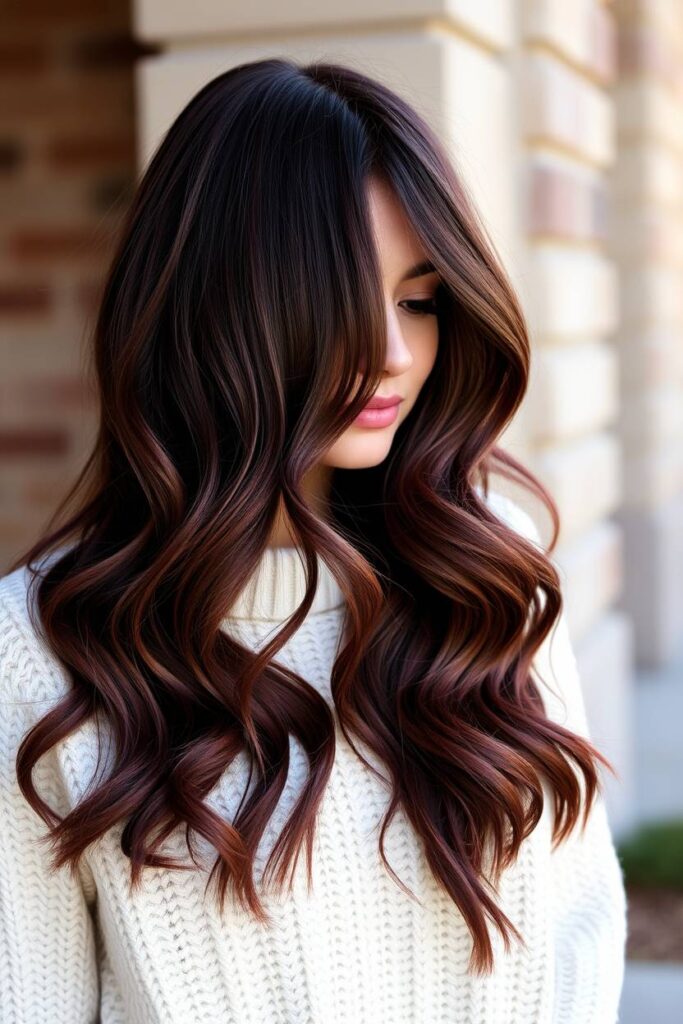 Plum Lowlights in Burgundy Waves