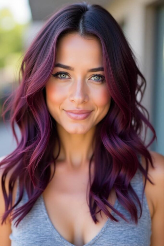 Plum-Toned Burgundy Waves