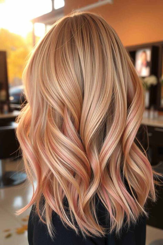 Sandy Blonde with Strawberry Highlights