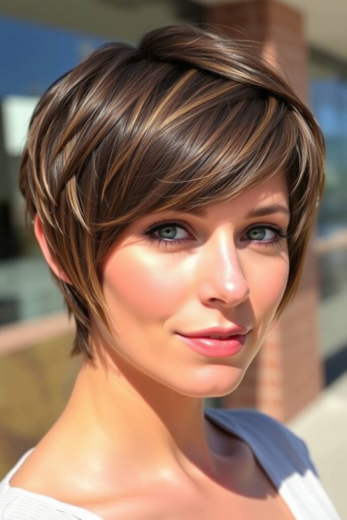 Short Layered Cut with Bold Caramel Highlights