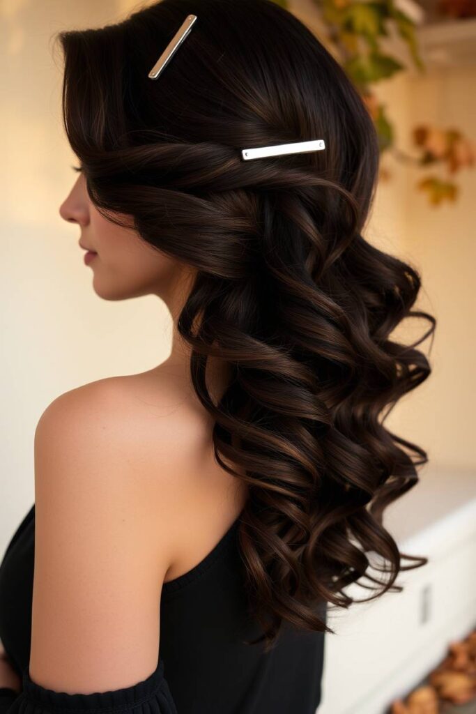 Side-Parted Curls with Clips