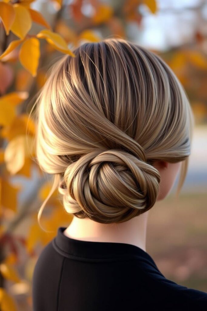 Sleek Low Bun with Deep Part