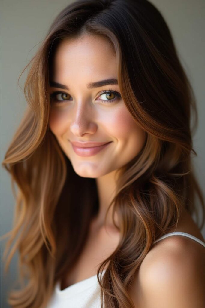 Soft Caramel Highlights for Medium Brown Hair