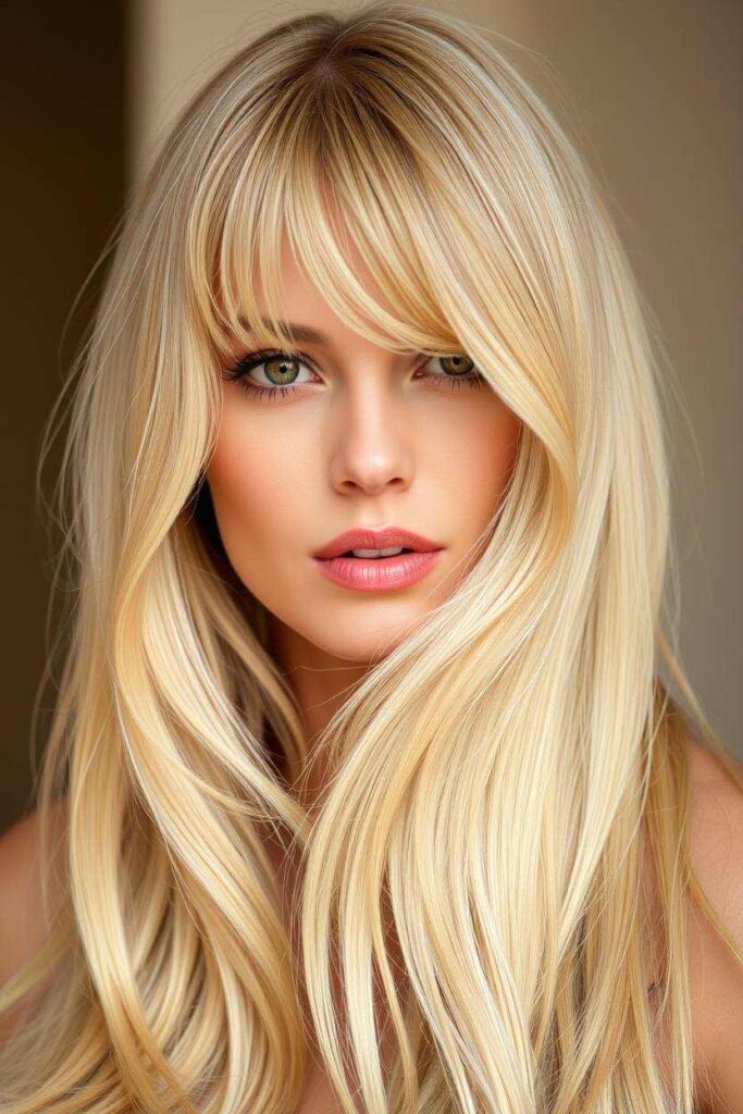 Soft Curtain Bangs with Beige Blonde Hair
