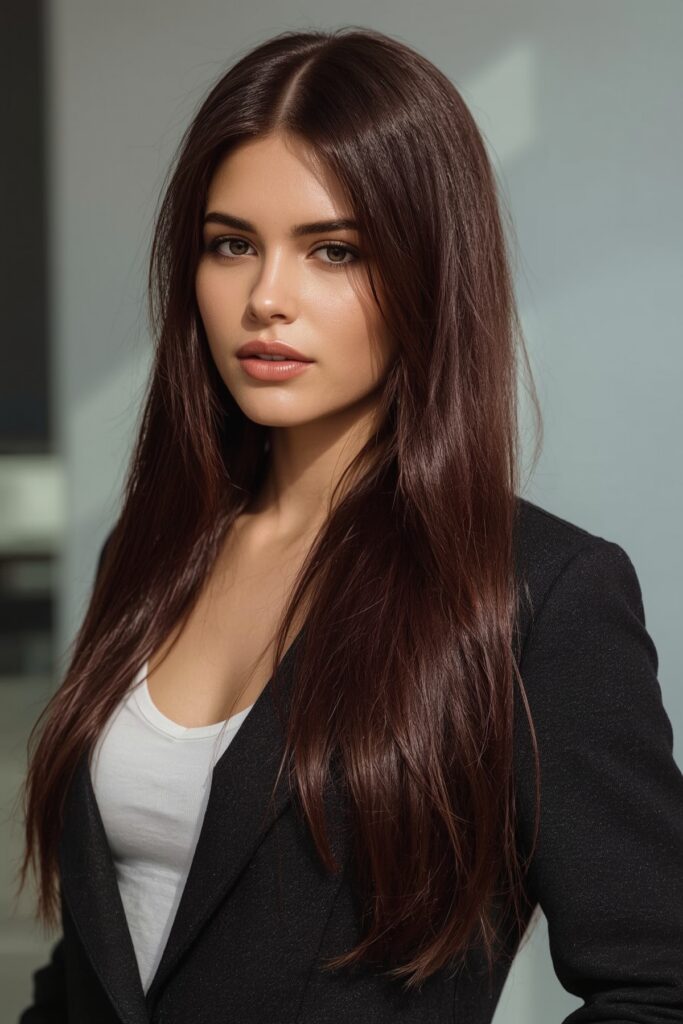 Straight and Sleek Burgundy Hair