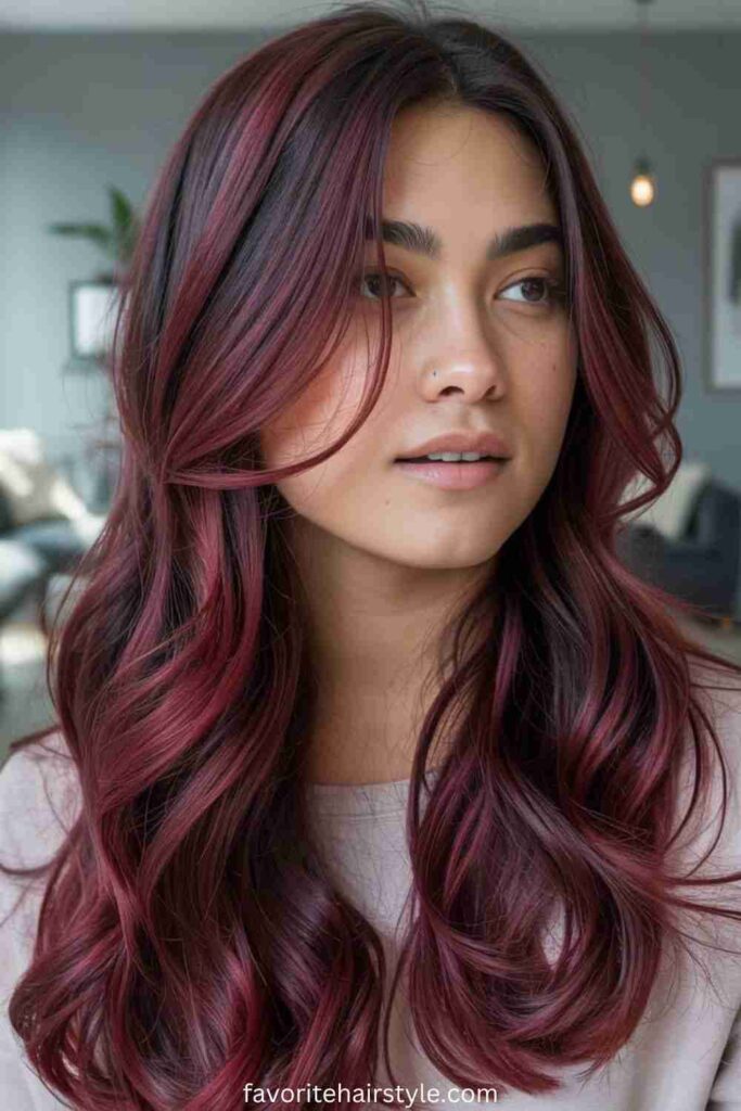 Subtle Burgundy Highlights for a Natural Look