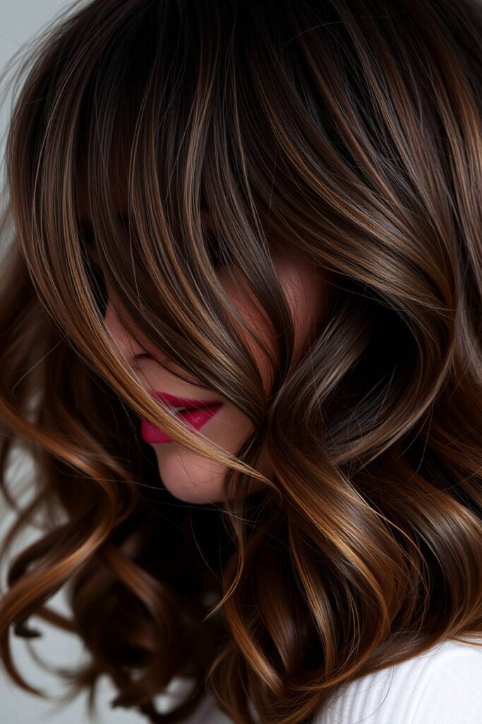 Warm Caramel Highlights with Curls