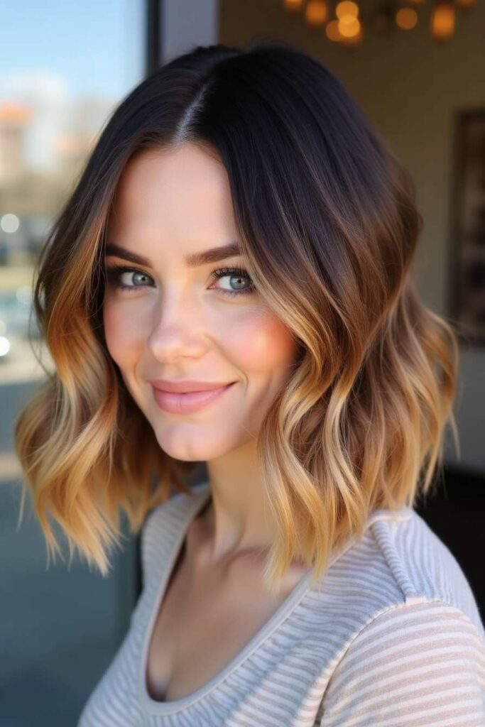 Warm Caramel Ombre Bob