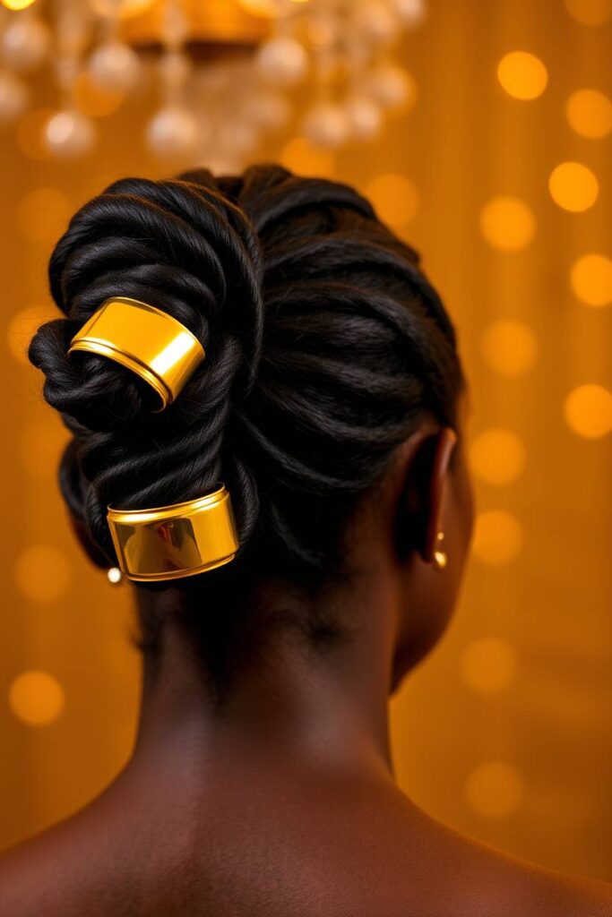 Bantu Knots with Gold Cuffs