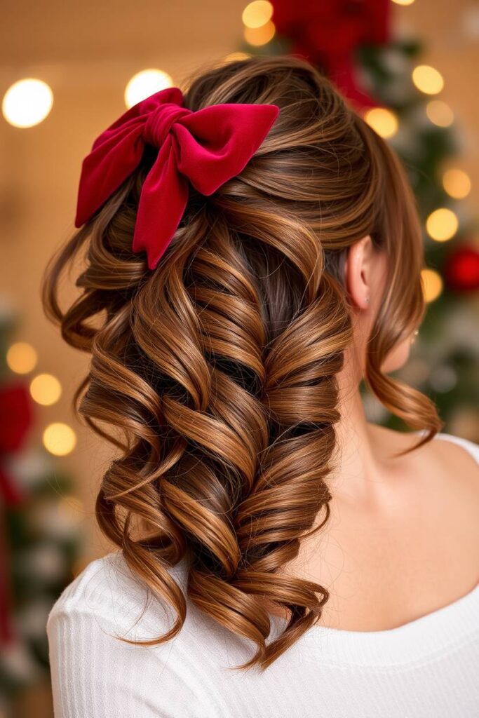 Bow Headband with Loose Curls