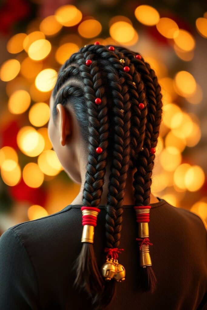 Box Braids with Holiday Beads