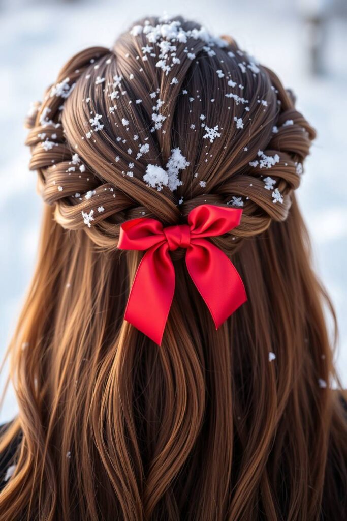 Braided Crown with Red Ribbon
