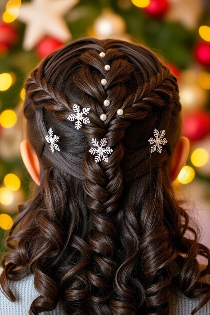 Braided Crowns with Snowflake Pins