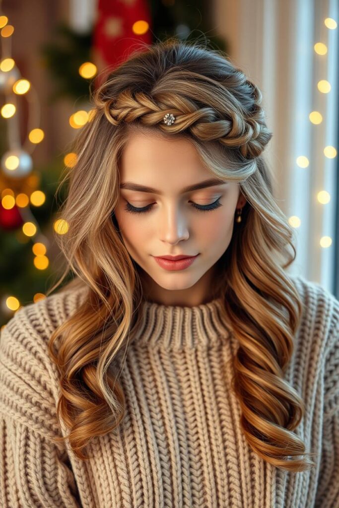 Braided Front with Voluminous Curls