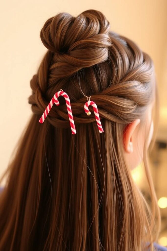Braided Top Knot with Tiny Ornaments
