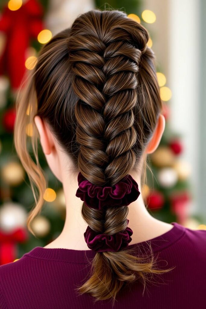 Bubble Braid with Velvet Scrunchies