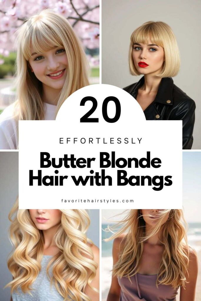 Butter Blonde Hair with Bangs