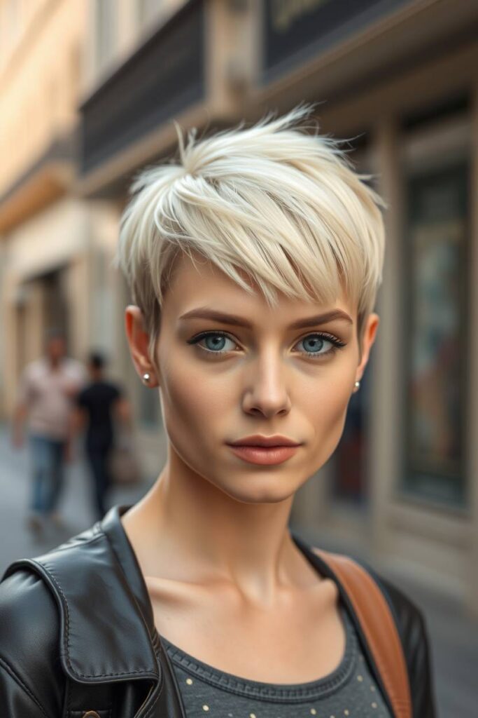 Butter Blonde Pixie with Micro Bangs
