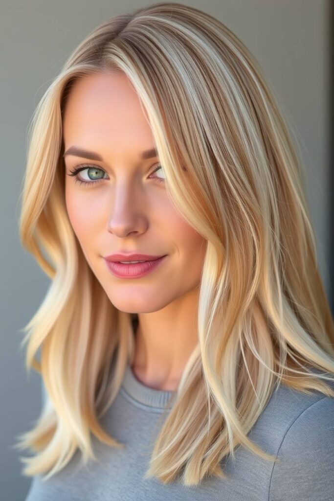 Butter Blonde with Dark Roots