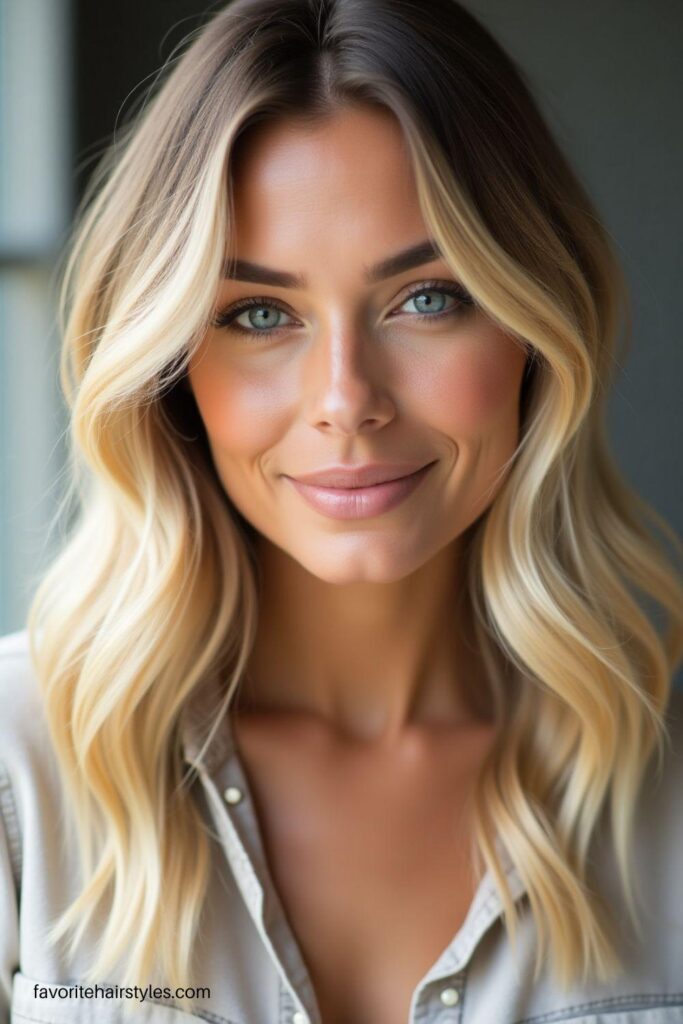 Butter Blonde with Dark Roots