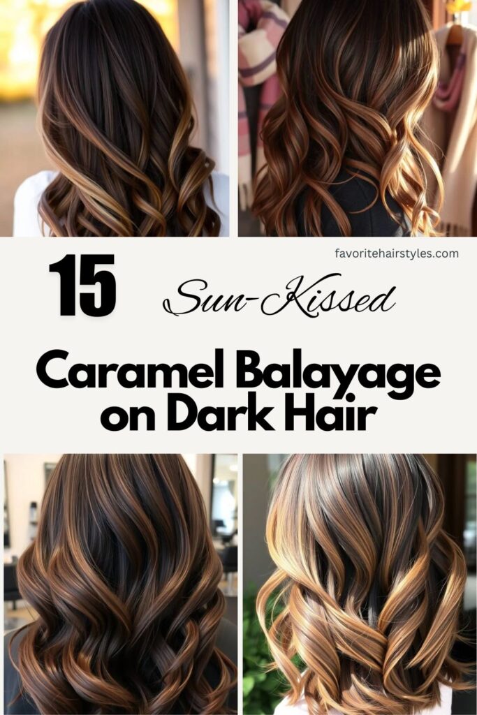Caramel Balayage on Dark Hair
