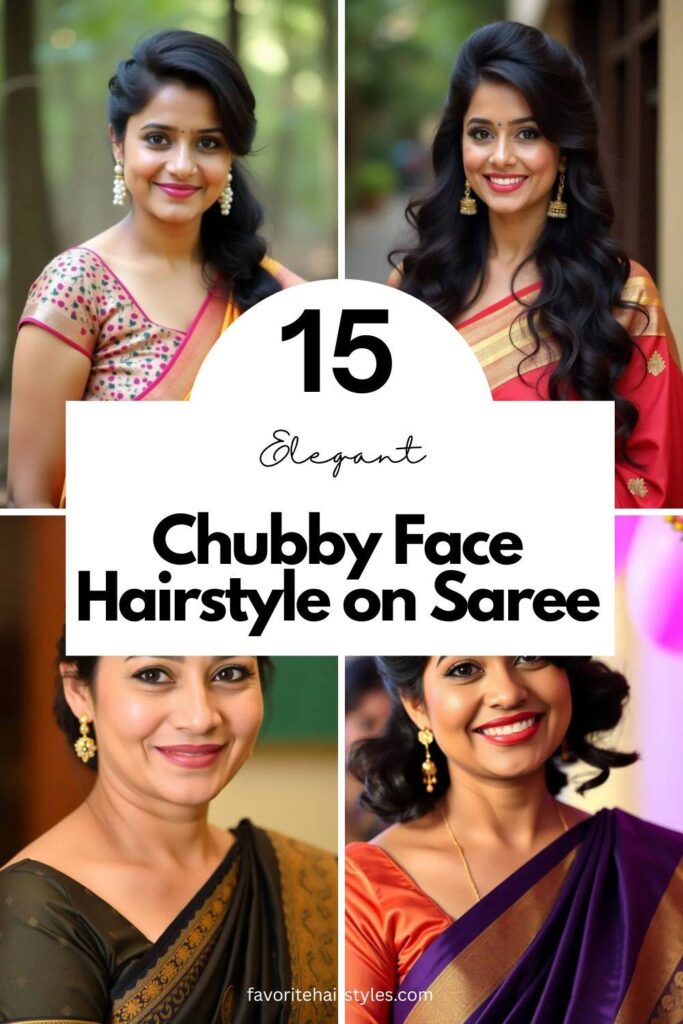 Chubby Face Hairstyle on Saree