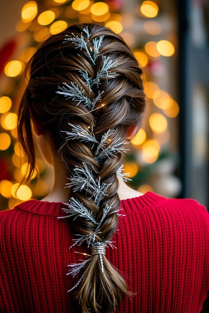 Classic French Braid with Tinsel