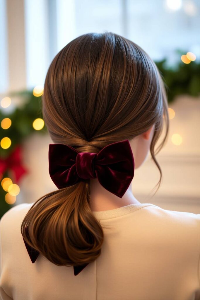 Classic Ponytail with Velvet Bow
