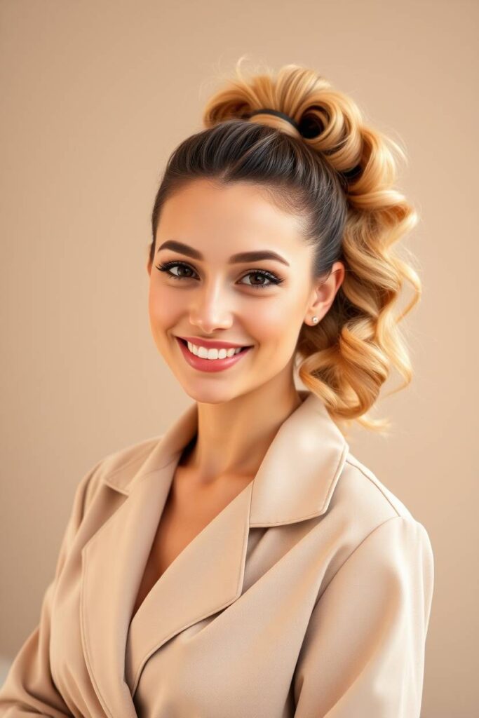 Curled Ponytail with Volume