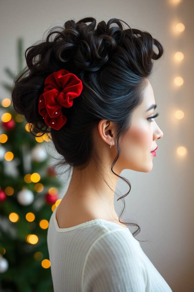 Curly High Puff with Headband