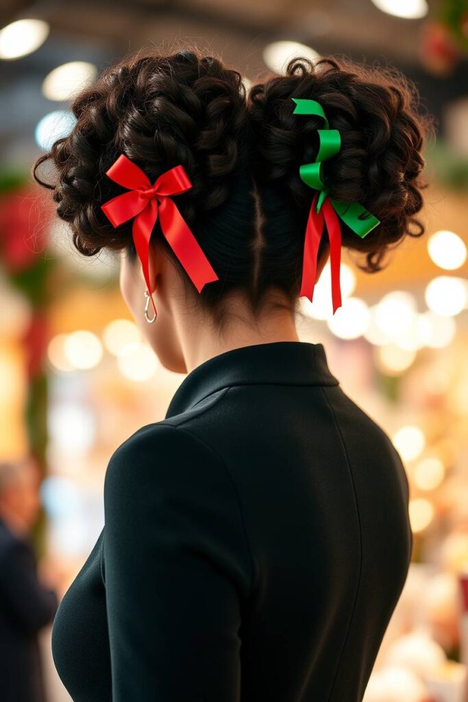 Curly Space Buns with Ribbons