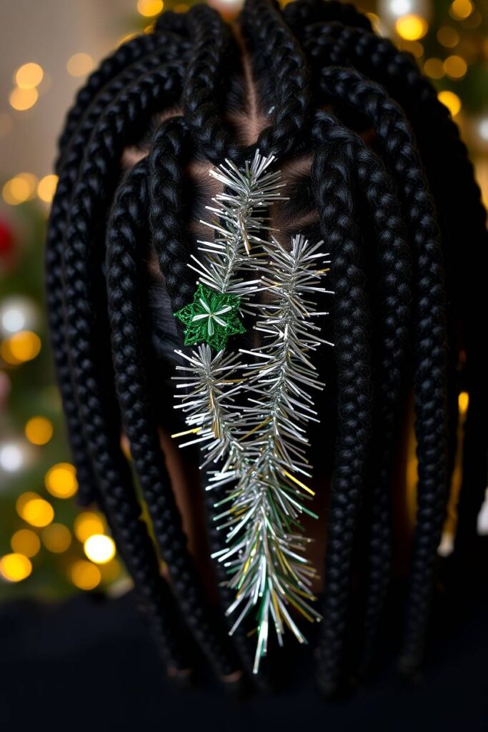 Faux Locs with Tinsel Accents