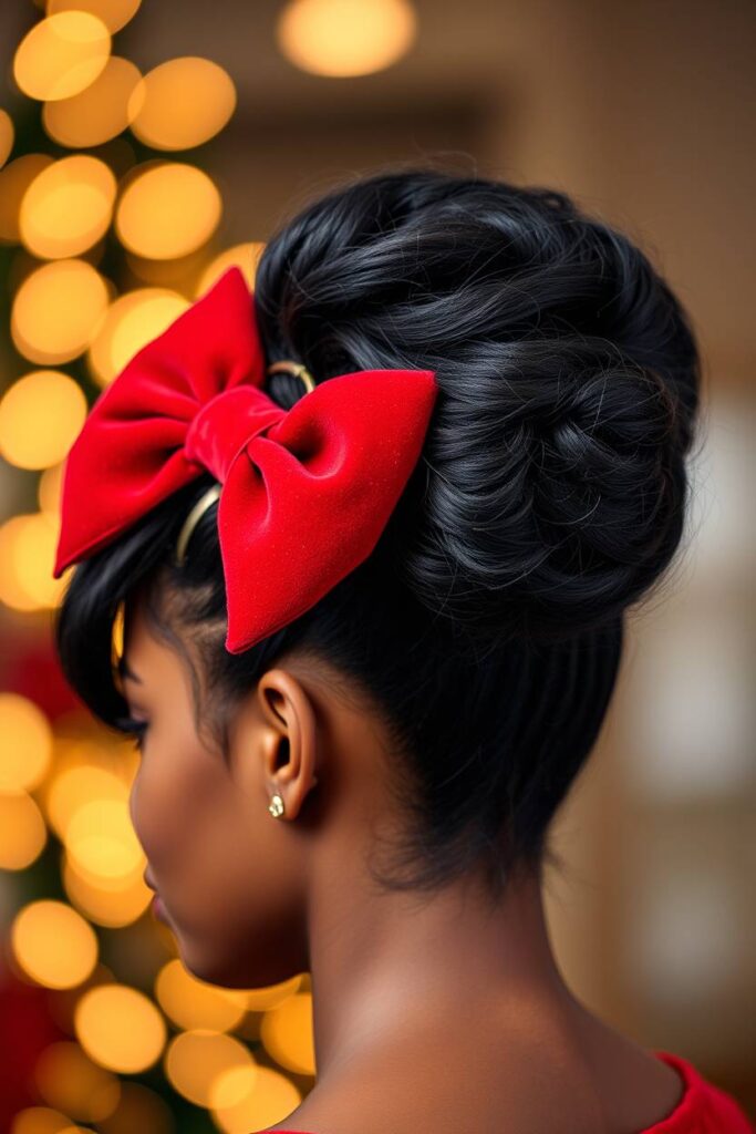 High Puff with a Velvet Bow