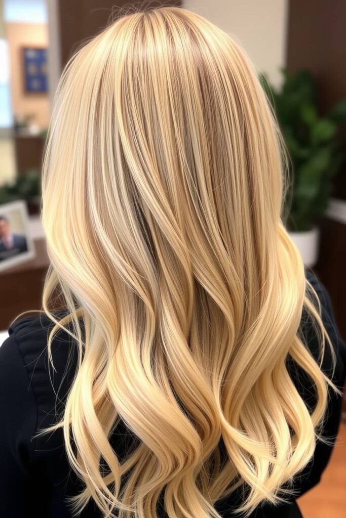 Long Hair Butter Blonde Balayage