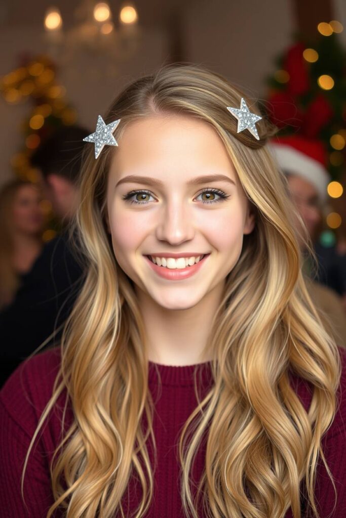 Loose Curls with Glitter Clips