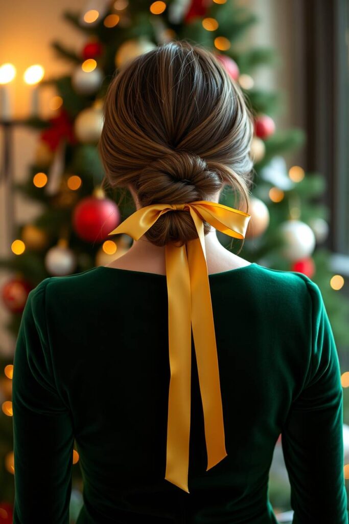 Low Bun with Ribbon Wrap