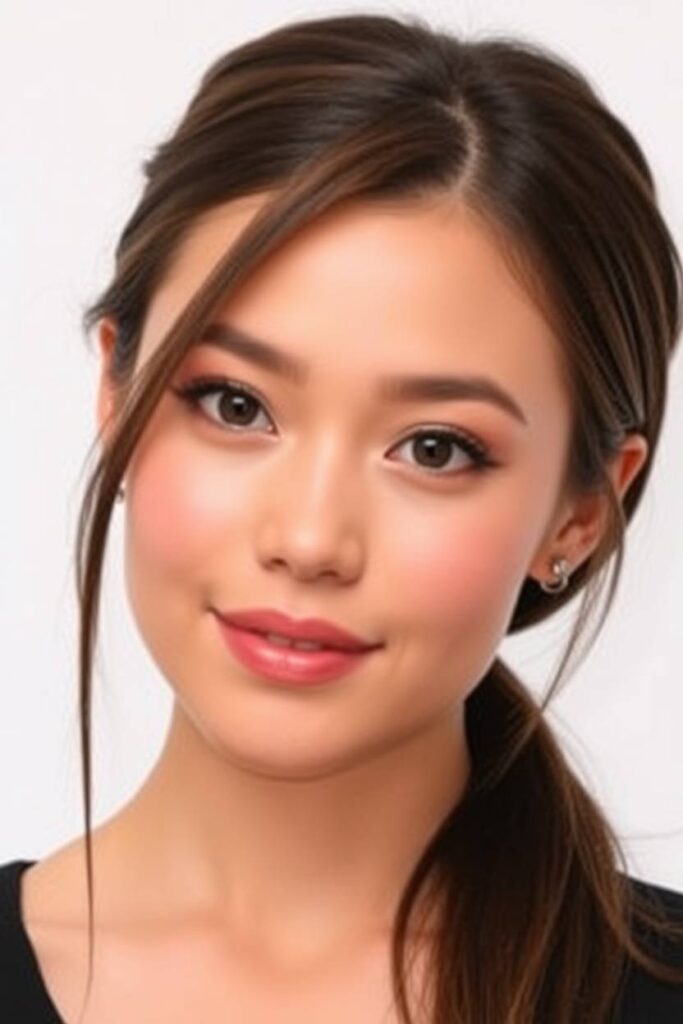 Low Ponytail with Side Bangs