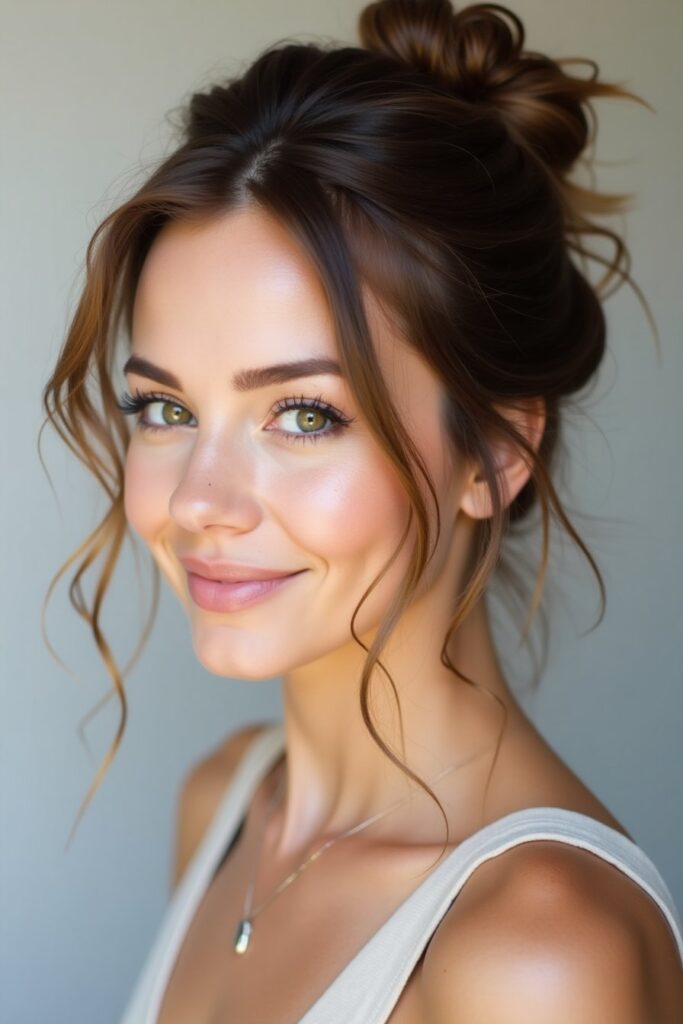 Messy Updo with Face-Framing Pieces