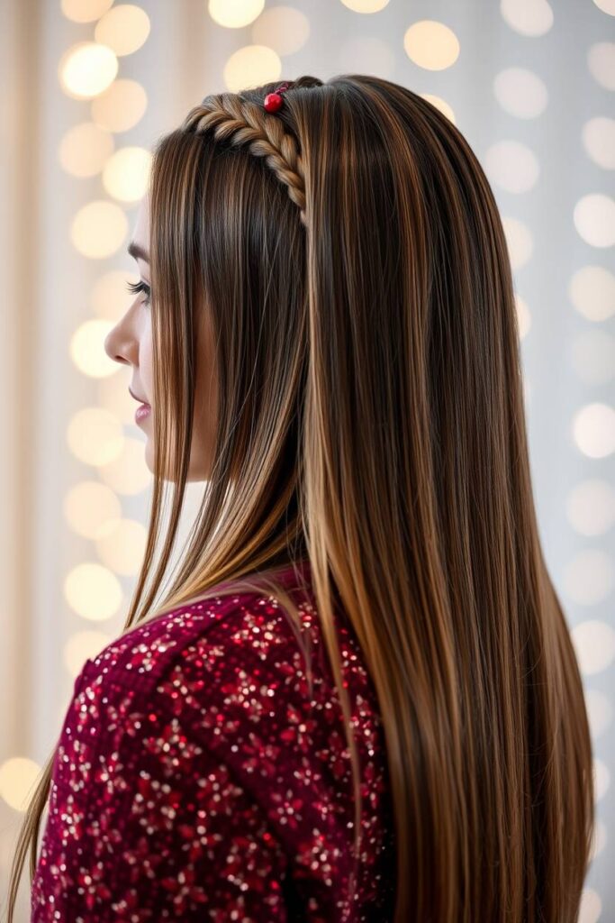 Mini Braided Accents on Straight Hair