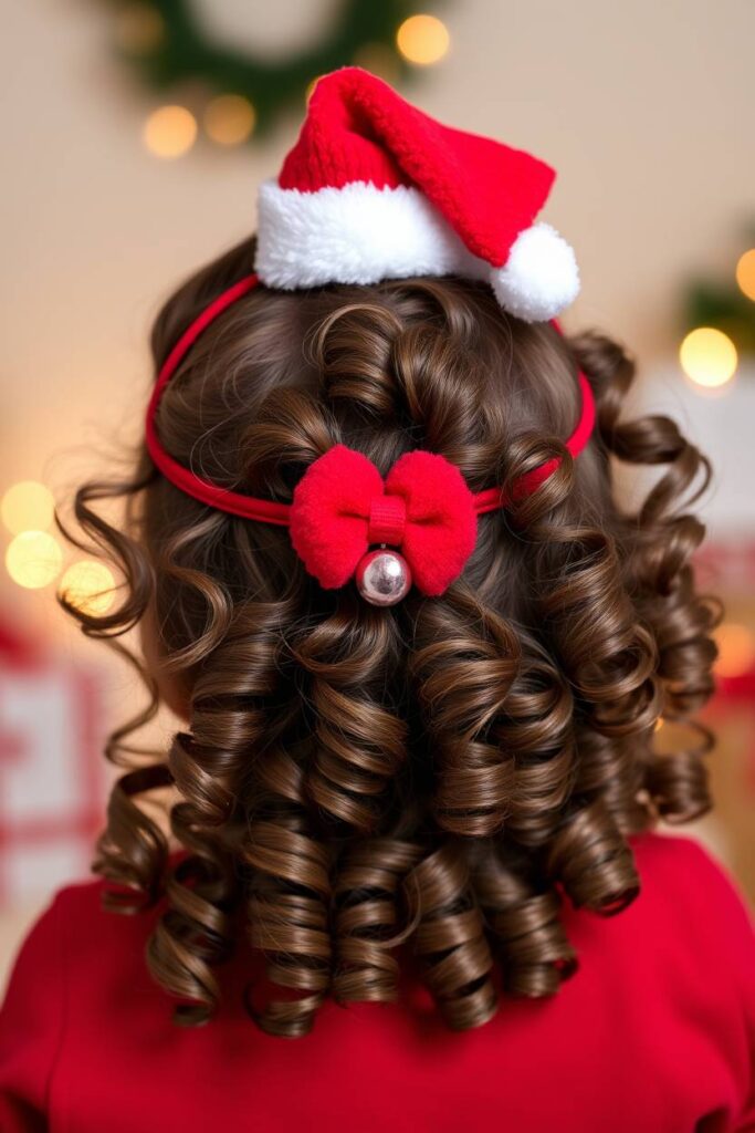 Santa Hat Headband Curls
