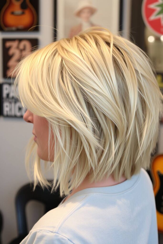 Shaggy Blonde Bob with Bangs