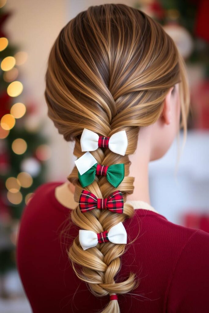 Side Braid with Mini Bows