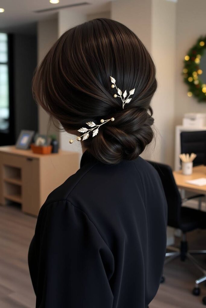 Side Bun with Gold Accents