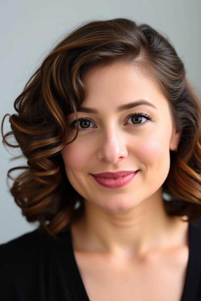 Side-Parted Curly Bob