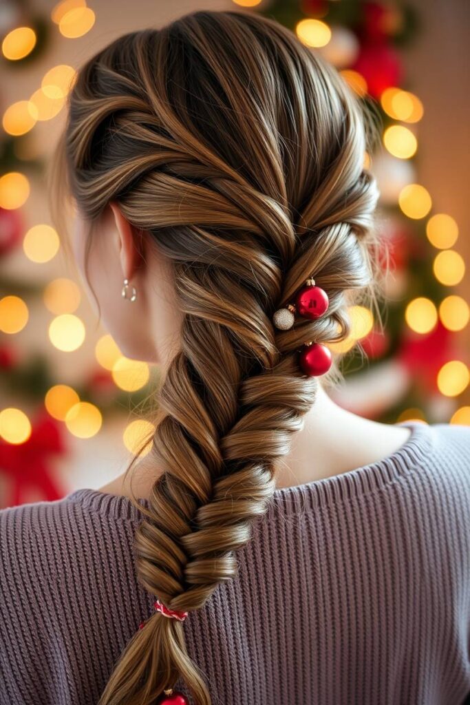 Side-Swept Braid with Mini Ornaments