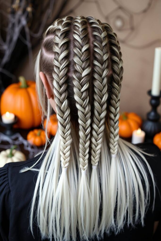 Skeleton-Inspired Cornrow Braids