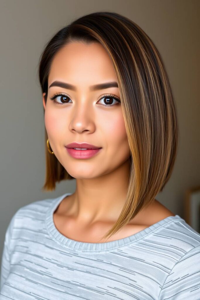 Sleek Lob with Side-Swept Part