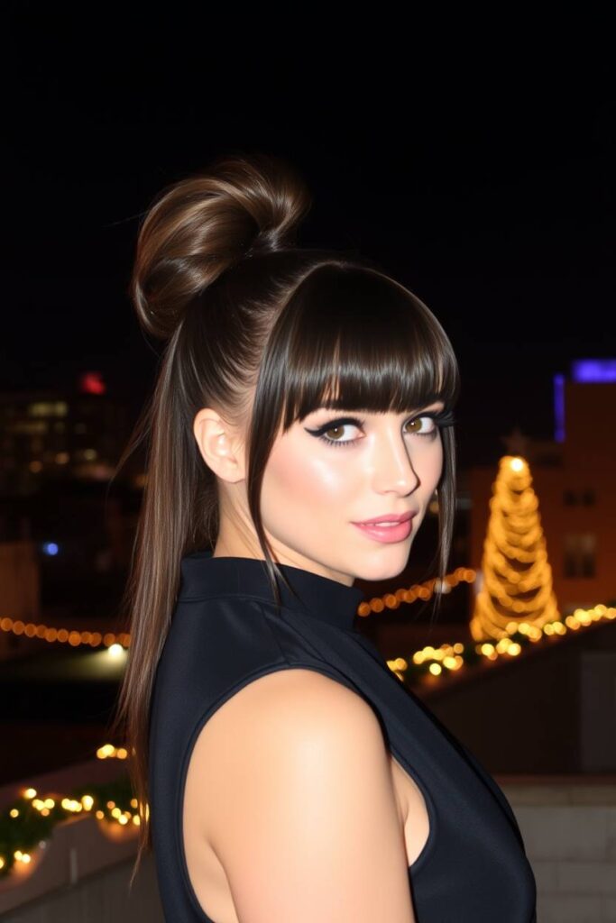 Sleek Ponytail with Blunt Bangs